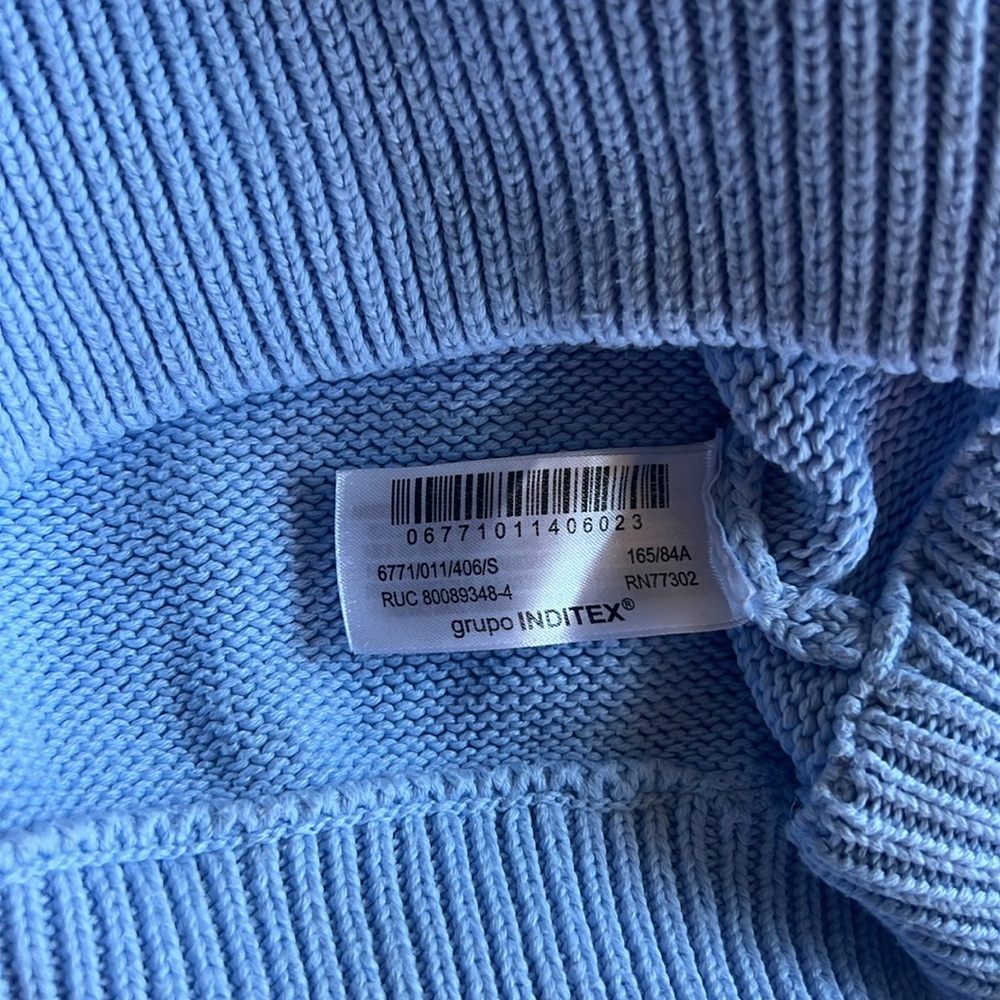 ZARA Knit Cropped Quarter Zip Sweater Blue Size Small - Picture 5 of 5